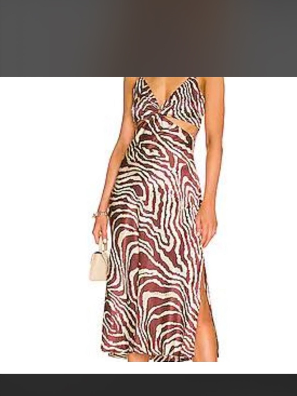 Jonathan Simkhai Brown and White Zebra-Print Midi Dress with Side Cutout